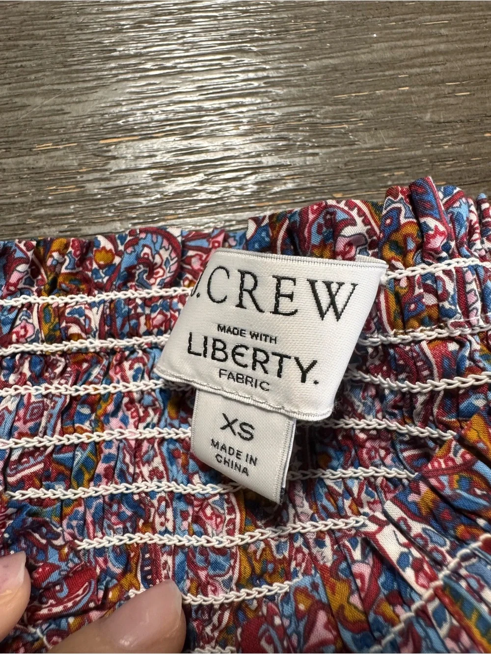 J. Crew Liberty Paisley Purple Pink Smocked Babydoll Blouse Top XS